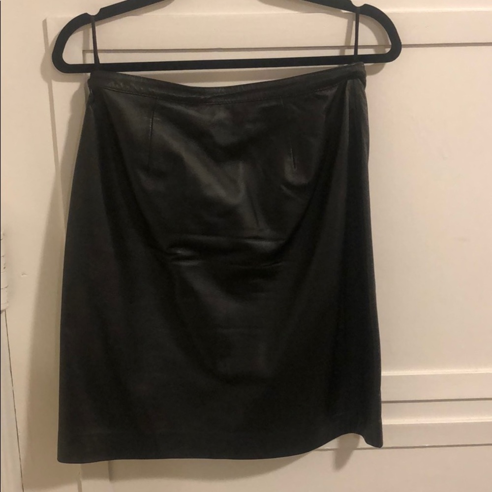 100% Leather Black Pencil Skirt